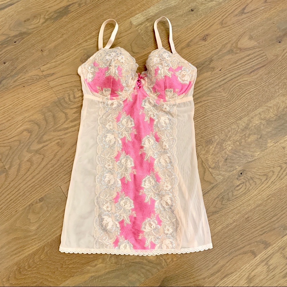 Like new! VS light pink lace underwire nightgown